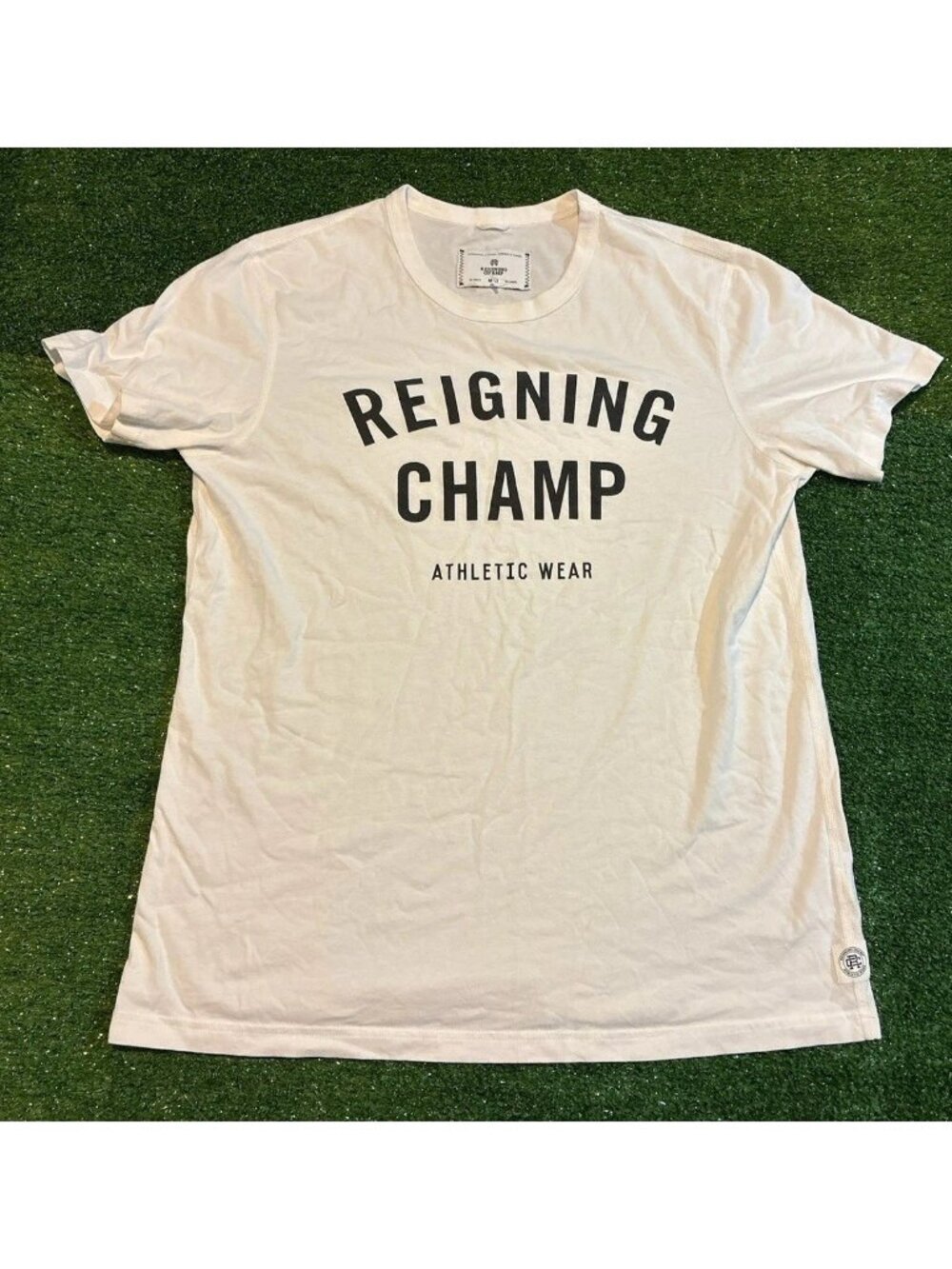 Reigning Champ shirt mens medium white black short sleeve jersey athletic sports